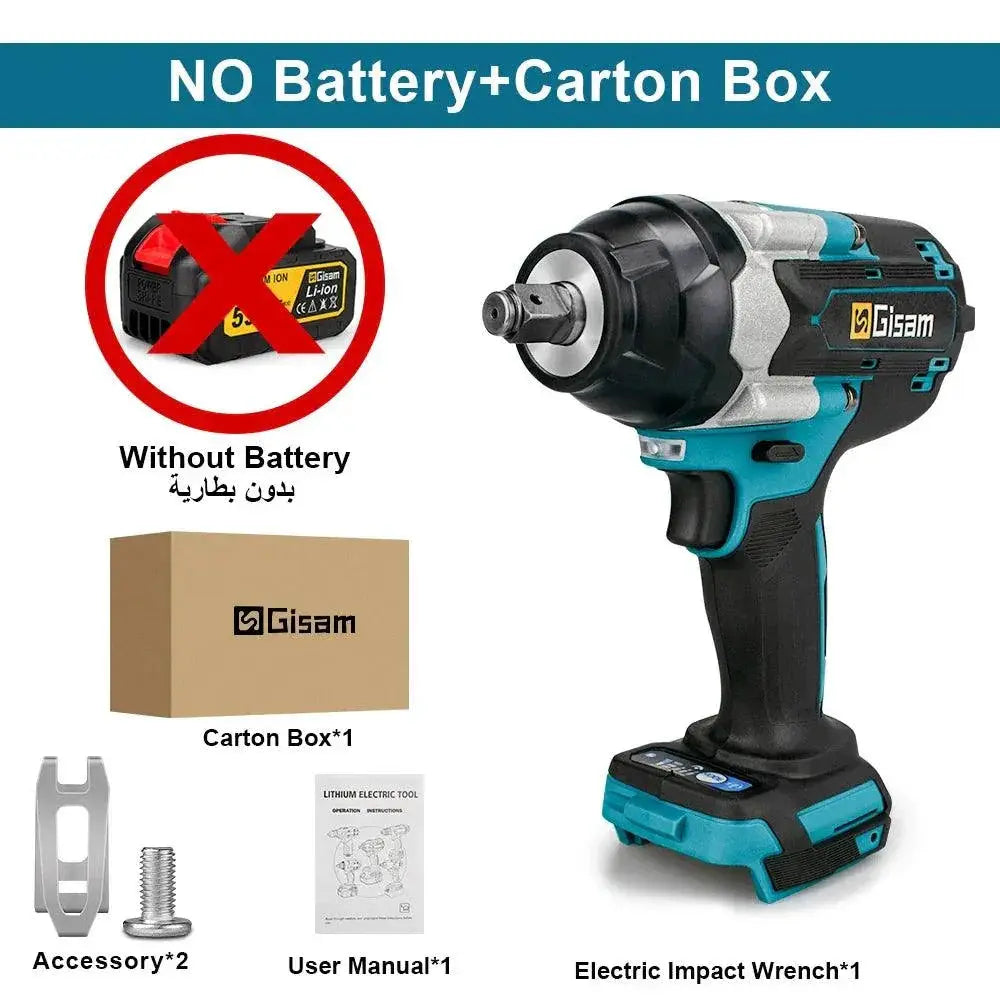 1800 Nm Torque Brushless Electric Impact Wrench Half Inch