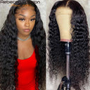 180D Deep Wave Lace Front Human Hair Wig Pre Plucked