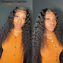 180D Deep Wave Lace Front Human Hair Wig Pre Plucked