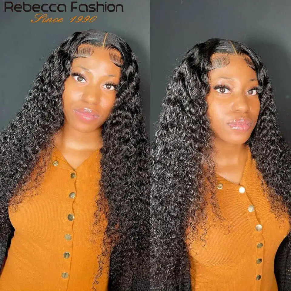 180D Deep Wave Lace Front Remy Human Hair Wig Pre Plucked