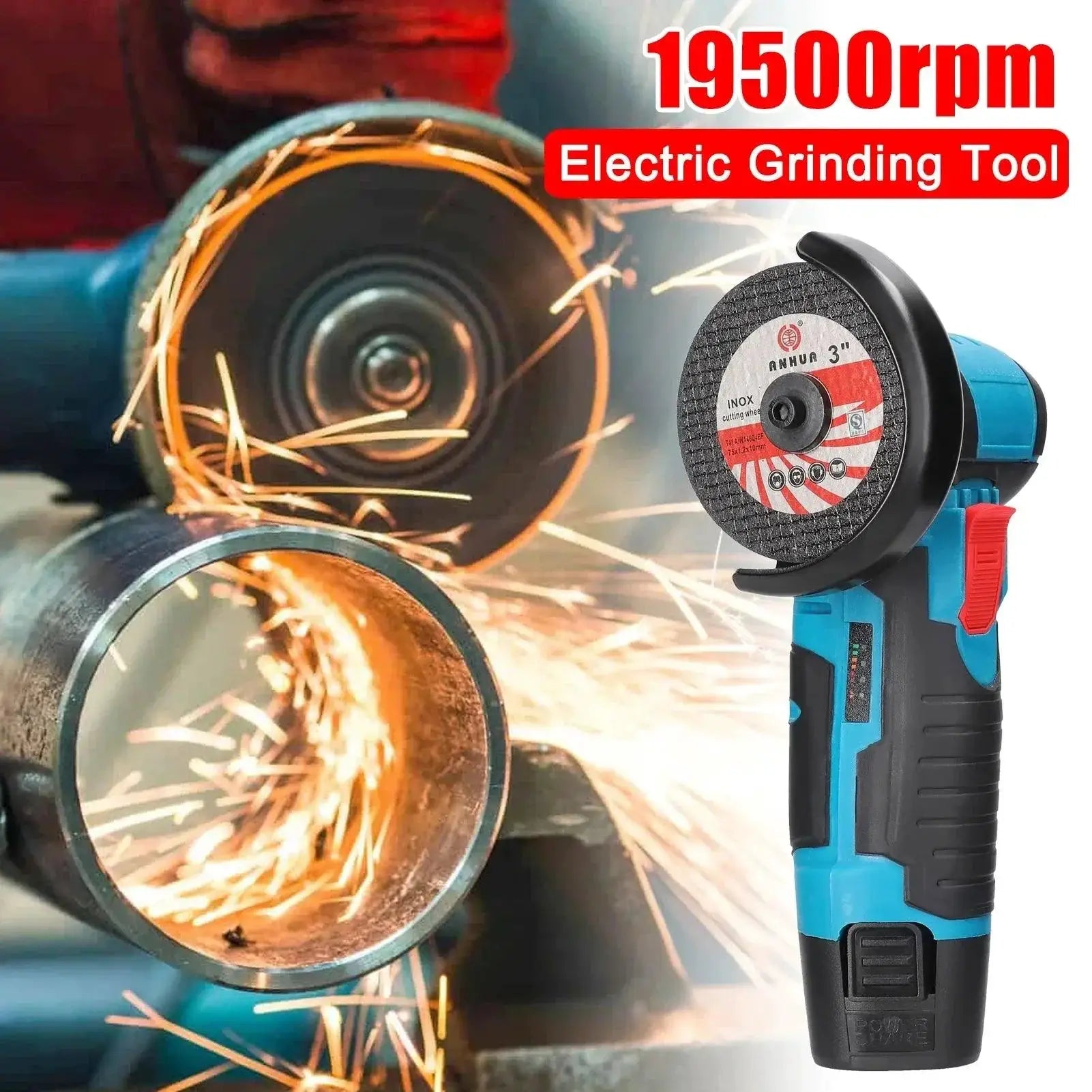 19500rpm 12V Brushless Cordless Angle Grinder Power Tool