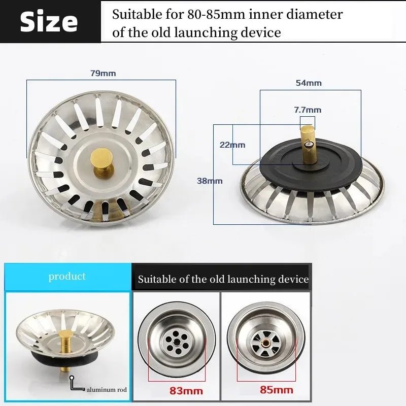 2 Pack Kitchen Sink Strainer Stopper Waste Plug Filter Set