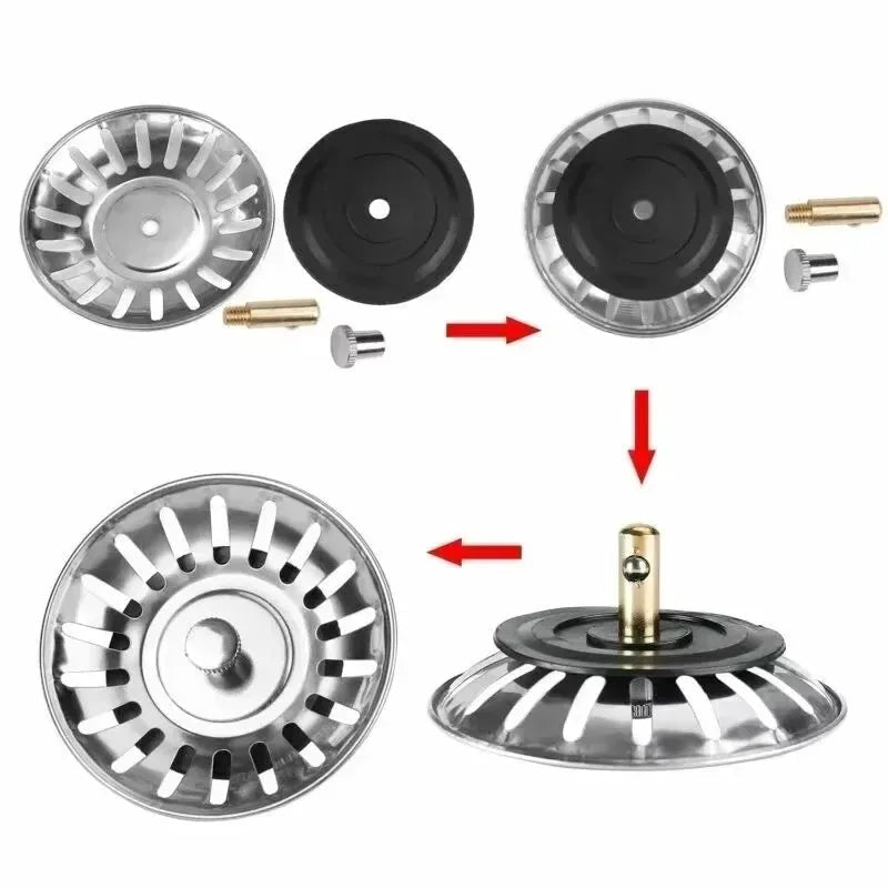 2 Pcs Kitchen Sink Strainer Stopper Filters Sets Dual Function Drain Waste Plugs