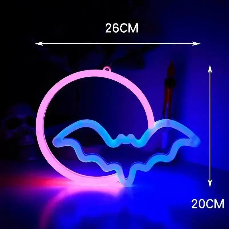 Two Sided LED Neon Light Night Game Pad Fire Moon Star Sign