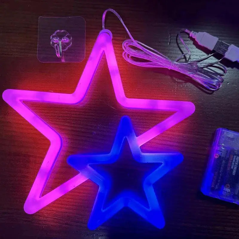 Two Sided LED Neon Light Night Game Pad Fire Moon Star Sign