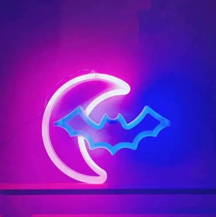Two Sided LED Neon Light Night Game Pad Fire Moon Star Sign