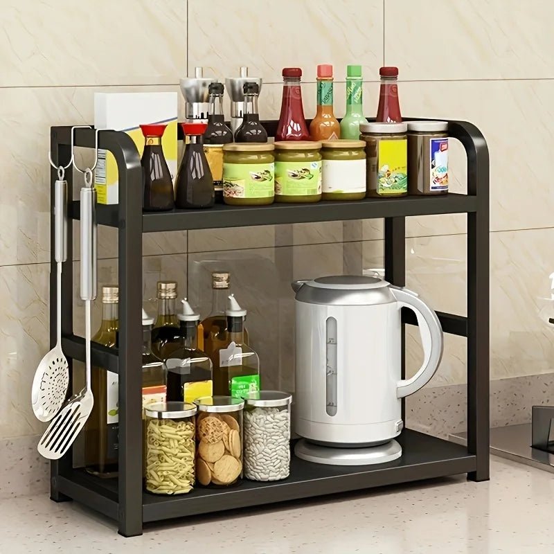 2 Tier Metal Countertop Shelf Rustproof Organizer For Coffee Mugs Condiments Kit