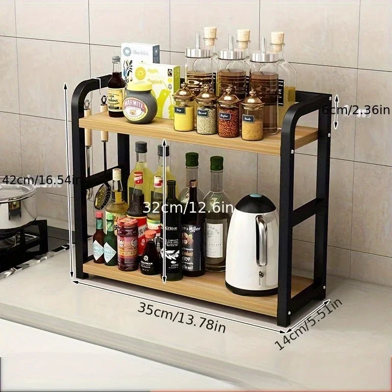 2 Tier Metal Countertop Shelf Rustproof Organizer For Coffee Mugs Condiments Kit
