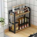 2 Tier Metal Countertop Shelf Rustproof Organizer For Coffee Mugs Condiments Kit