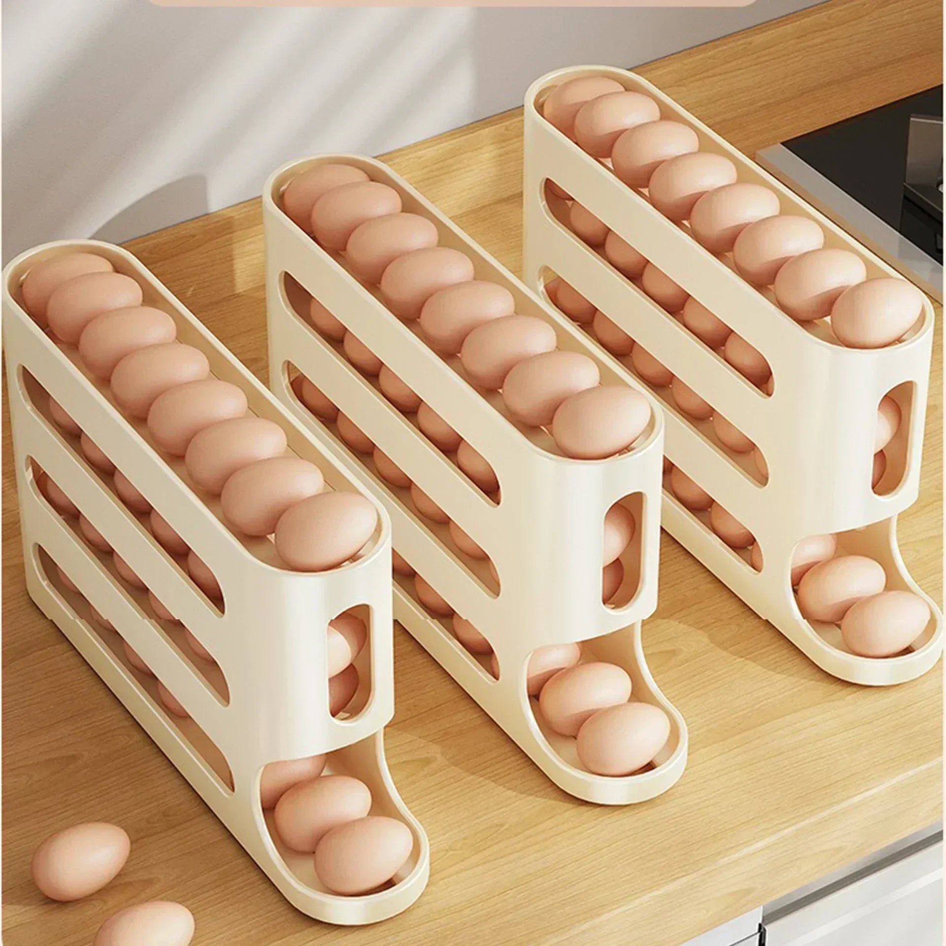 2 To 4 Layer Ladder Style Egg Storage Box For Refrigerator Side Door For Busy Kitchens