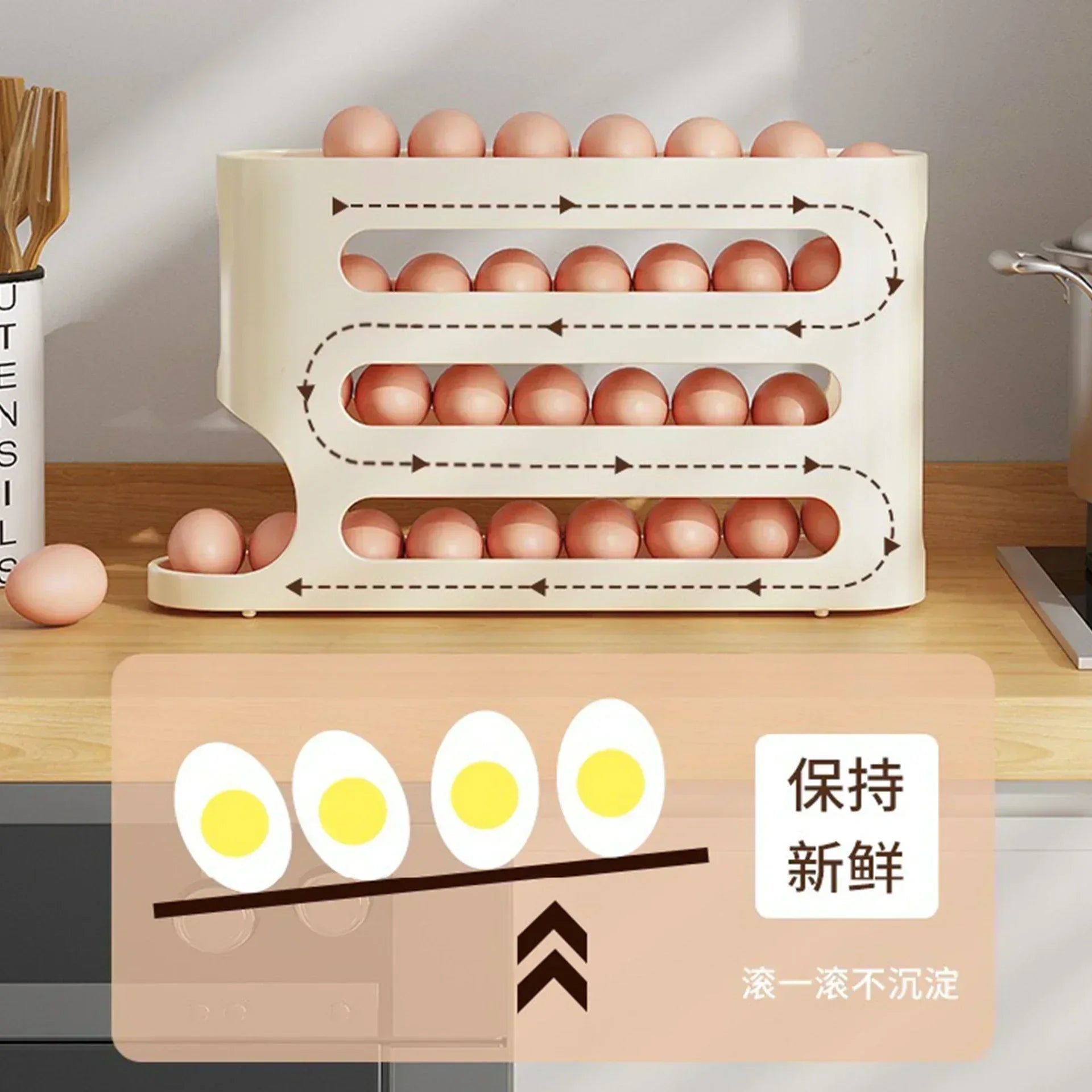 2 To 4 Layer Ladder Style Egg Storage Box For Refrigerator Side Door For Busy Kitchens