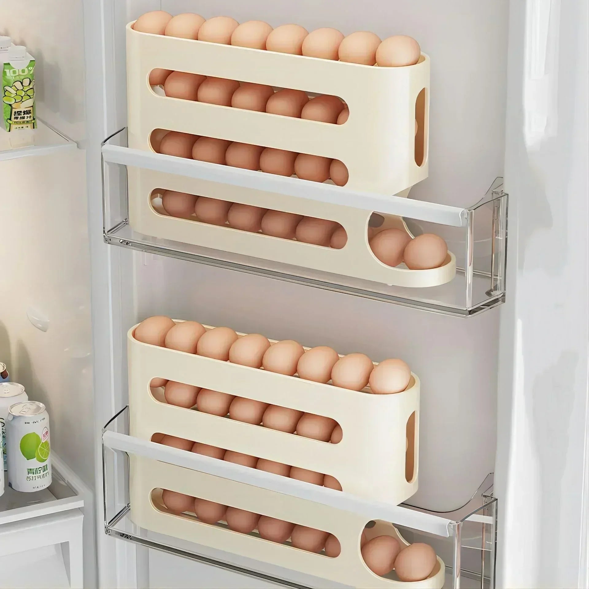 2 To 4 Layer Ladder Style Egg Storage Box For Refrigerator Side Door For Busy Kitchens