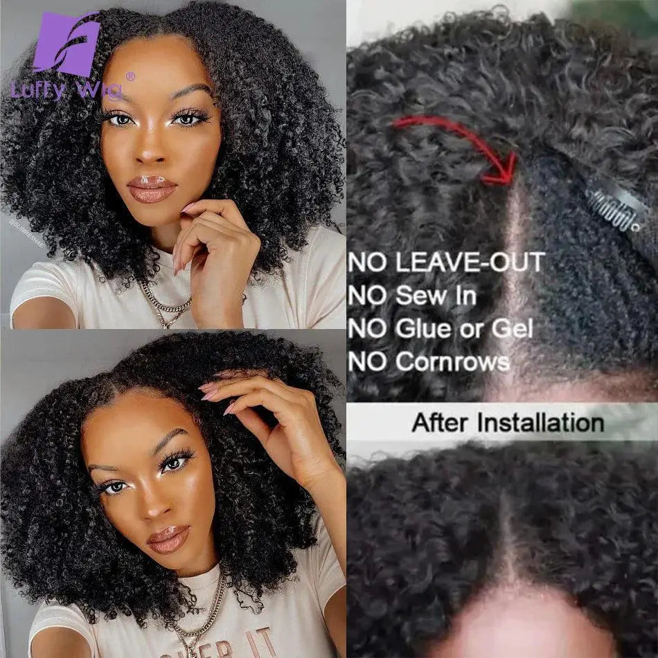 Two Hundred Percent Volume Afro Kinky Curly V Part Wig