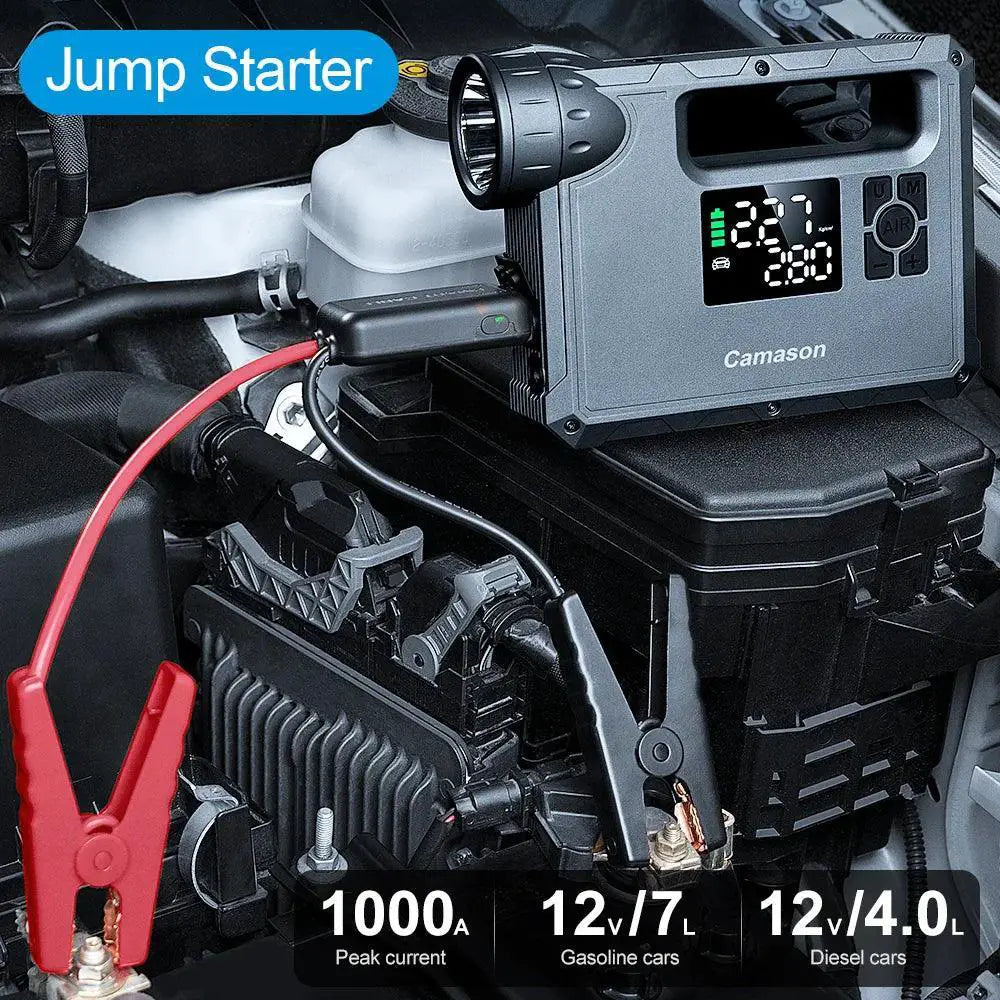 2000A Portable Car Jump Starter With Air Compressor Kit