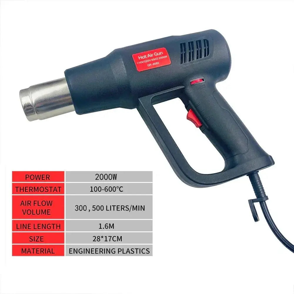 2000W Electric Hot Air Gun 220V Industrial Nozzle Dual Speed