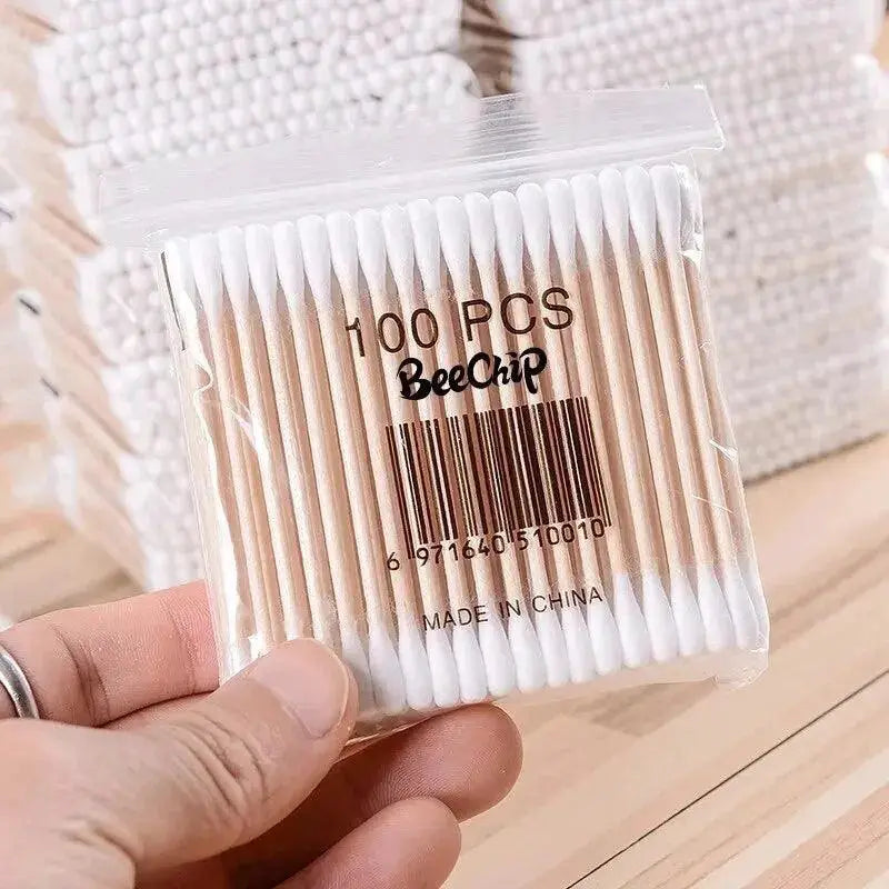 Double Ended Wooden Cotton Swabs For Makeup Hygiene 200 Pcs