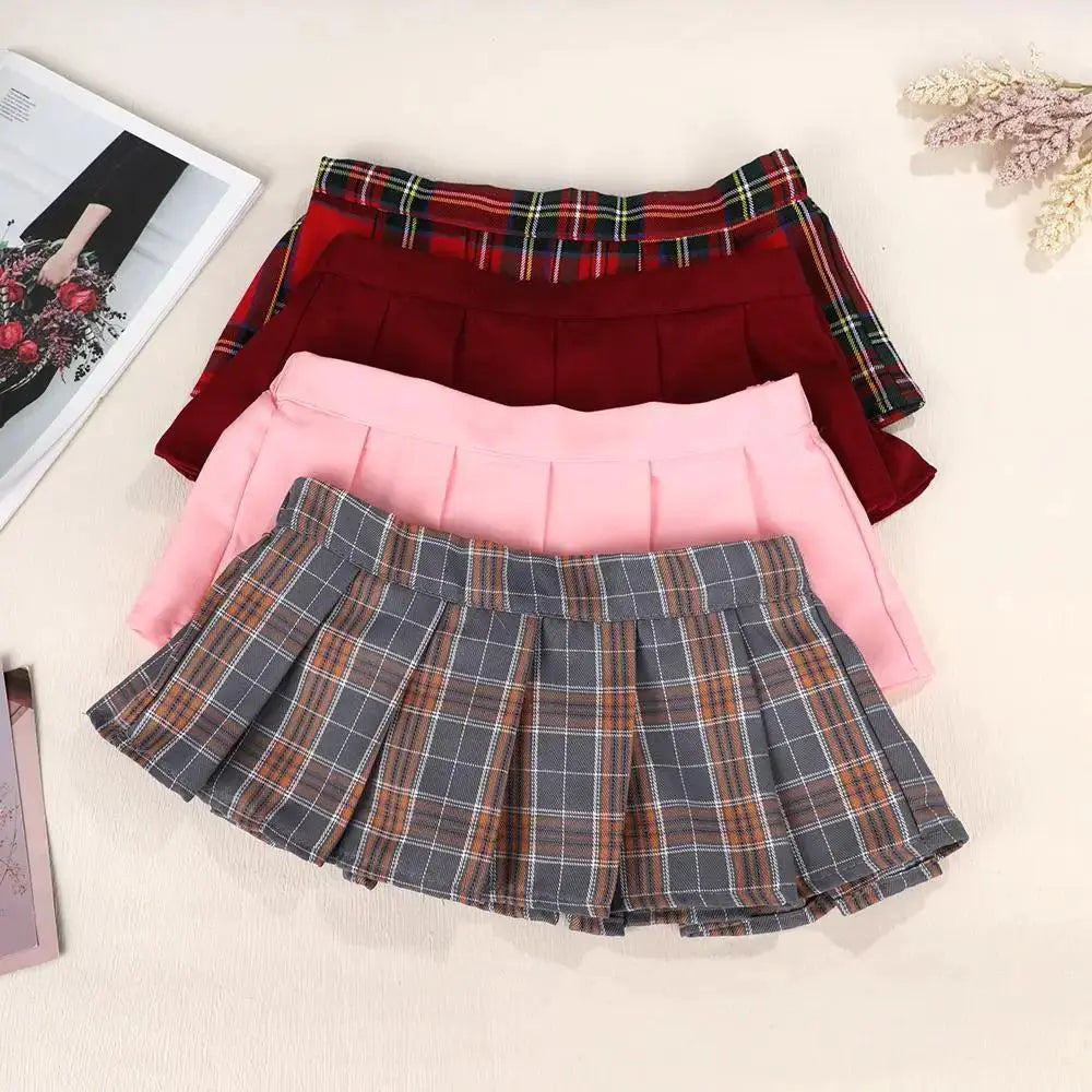 Harajuku Style Pleated Mini Skirt High Waist For Women