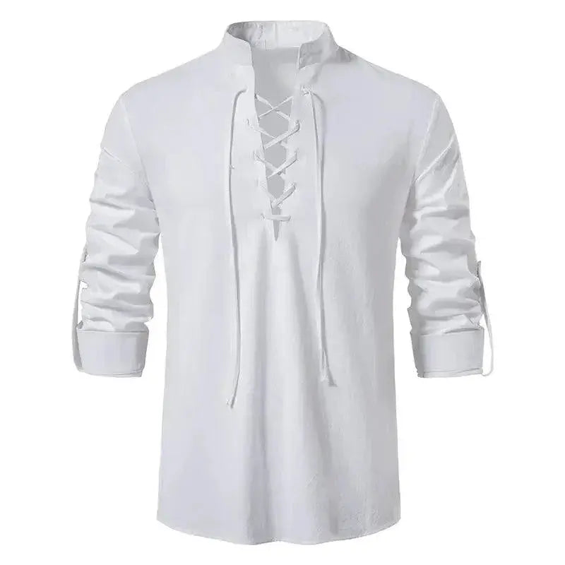 2023 Men's Vintage Cotton Linen Casual Shirt Long Sleeve Tee