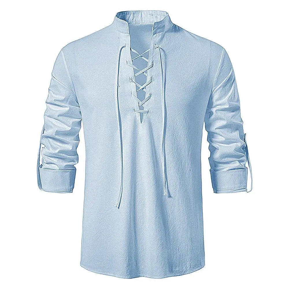 2023 Men's Vintage Cotton Linen Casual Shirt Long Sleeve Tee