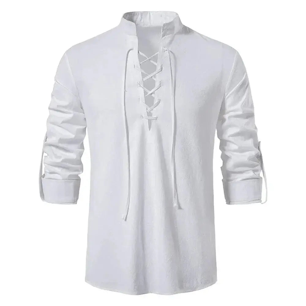 2023 Men's Vintage Cotton Linen Casual Shirt Long Sleeve Tee