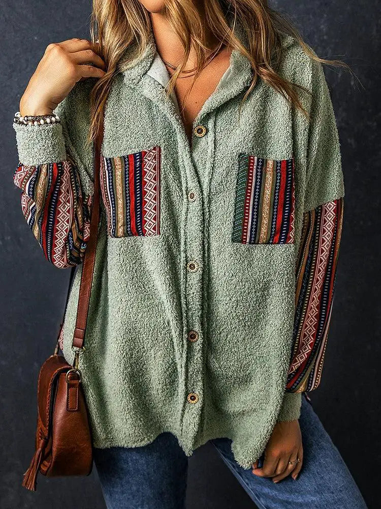 Fall Winter Cardigan Shirt Outwear Top Colorblock Arrival