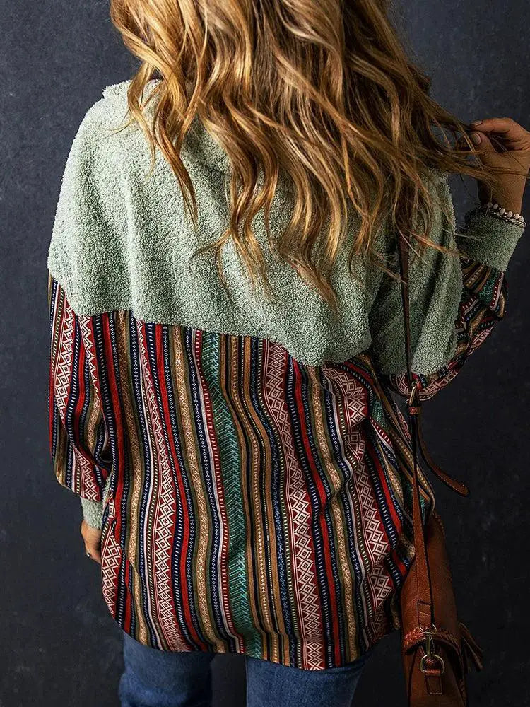 Fall Winter Cardigan Shirt Outwear Top Colorblock Arrival