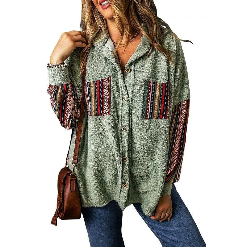 Fall Winter Cardigan Shirt Outwear Top Colorblock Arrival