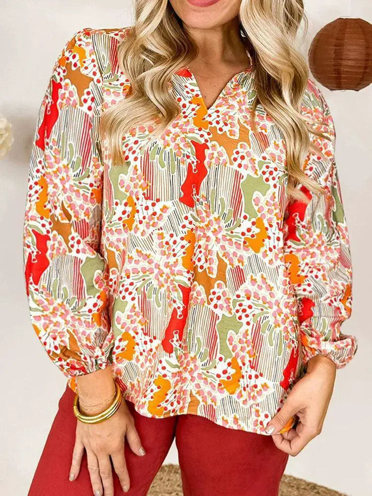 Fall Winter Floral Chiffon Shirt Plant Florals New Arrival