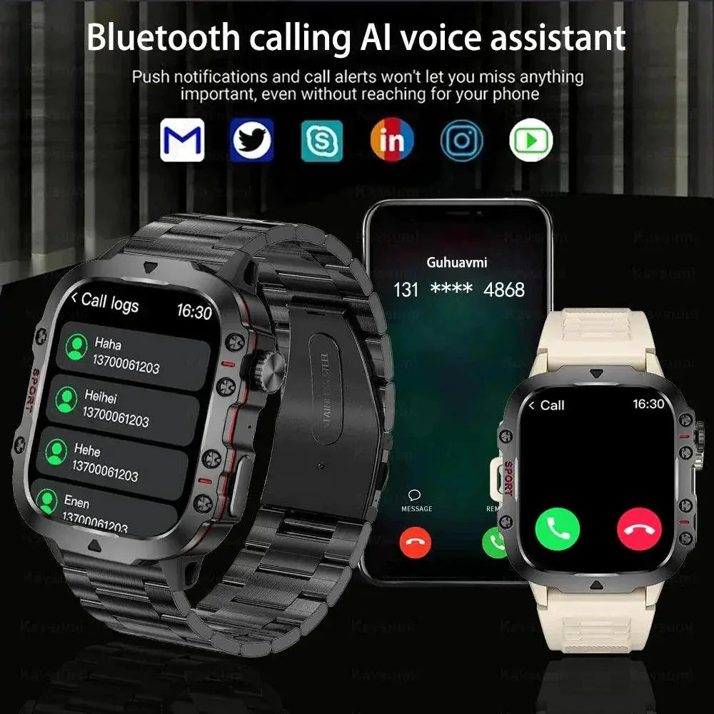 Military Grade Waterproof Smart Watch For Men 3ATM Durability