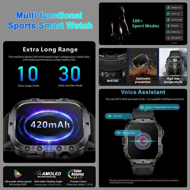 Military Grade Waterproof Smart Watch For Men 3ATM Durability