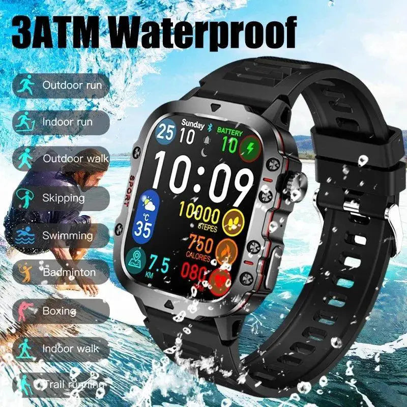 Military Grade Waterproof Smart Watch For Men 3ATM Durability