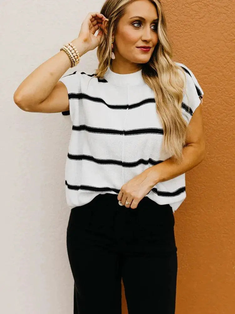 2024 Summer Pullover Short Sleeve Knitting Tops For Women