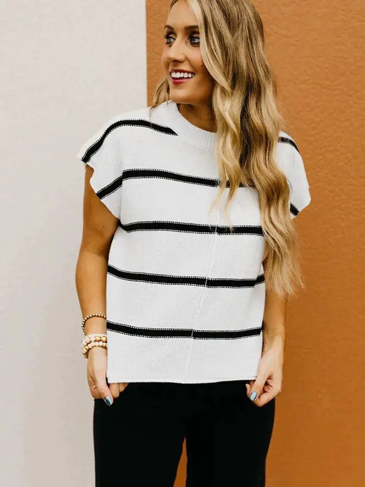 2024 Summer Pullover Short Sleeve Knitting Tops For Women
