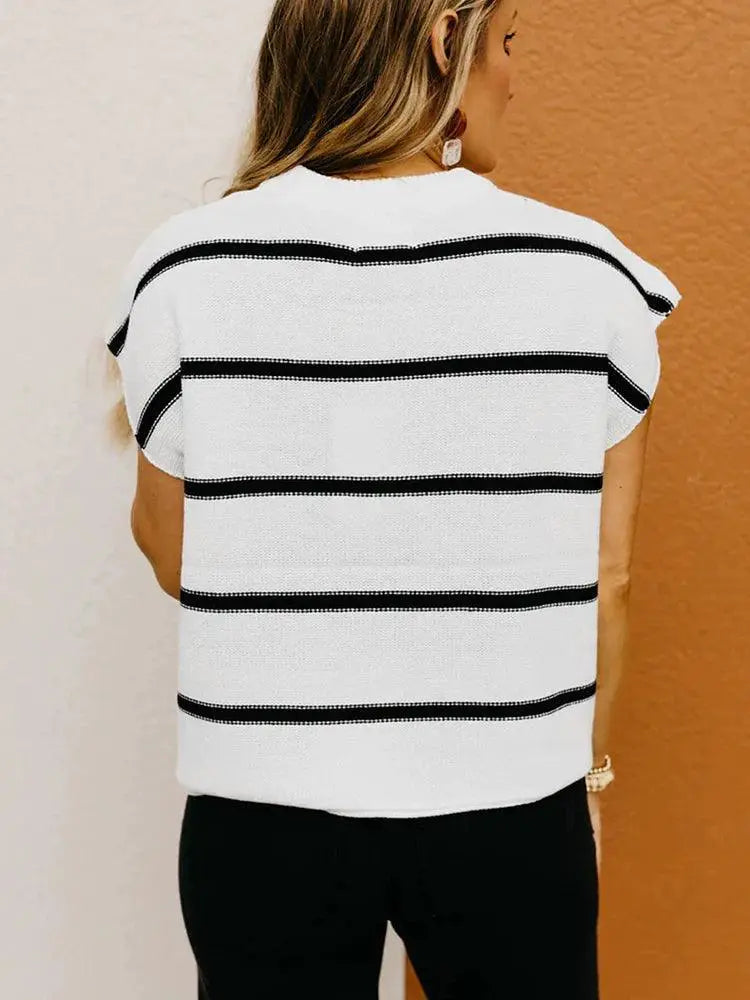 2024 Summer Pullover Short Sleeve Knitting Tops For Women