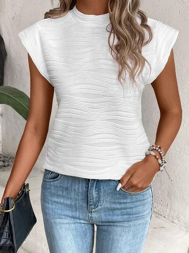 Summer 2024 Drop Shoulder Solid Color T Shirt For Women