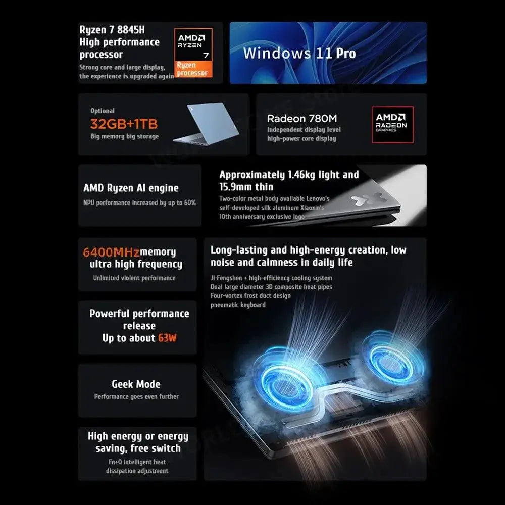 Xiaoxin Pro 14 Al Laptop R7 8845H 16GB 14 Inch Gen 2024