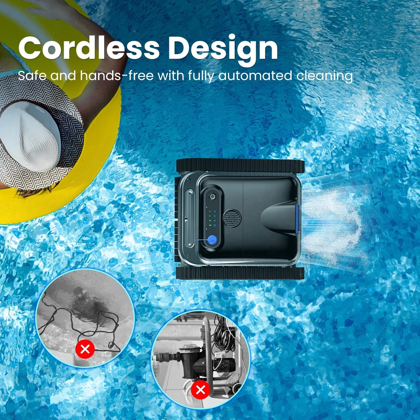 2025 Y50S Cordless Robotic Pool Cleaner Four Motors For Above Ground Pools