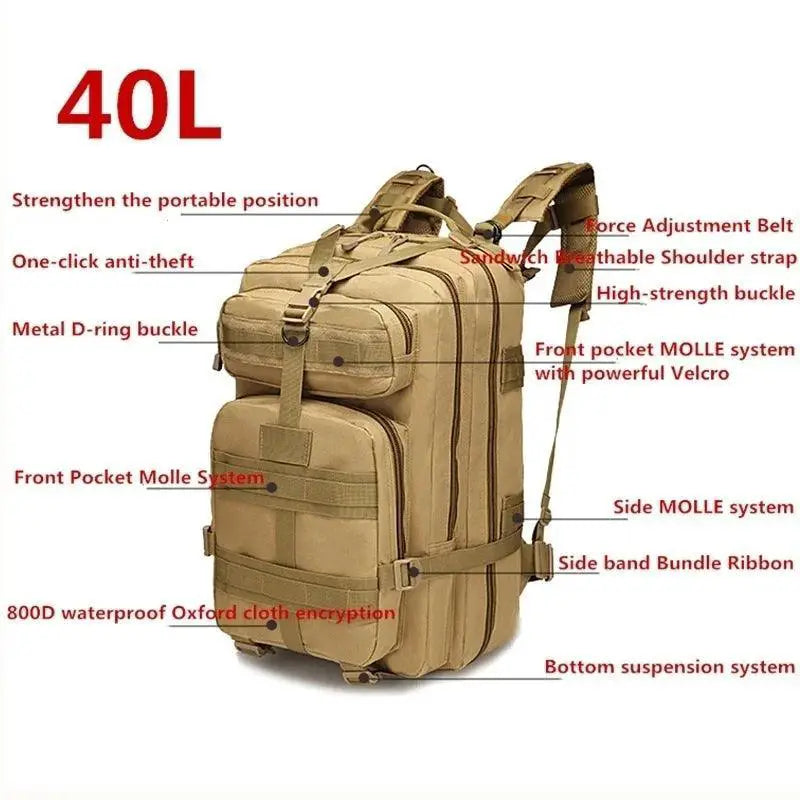 20L/40L Outdoor Tactical Backpack for Camping Gear