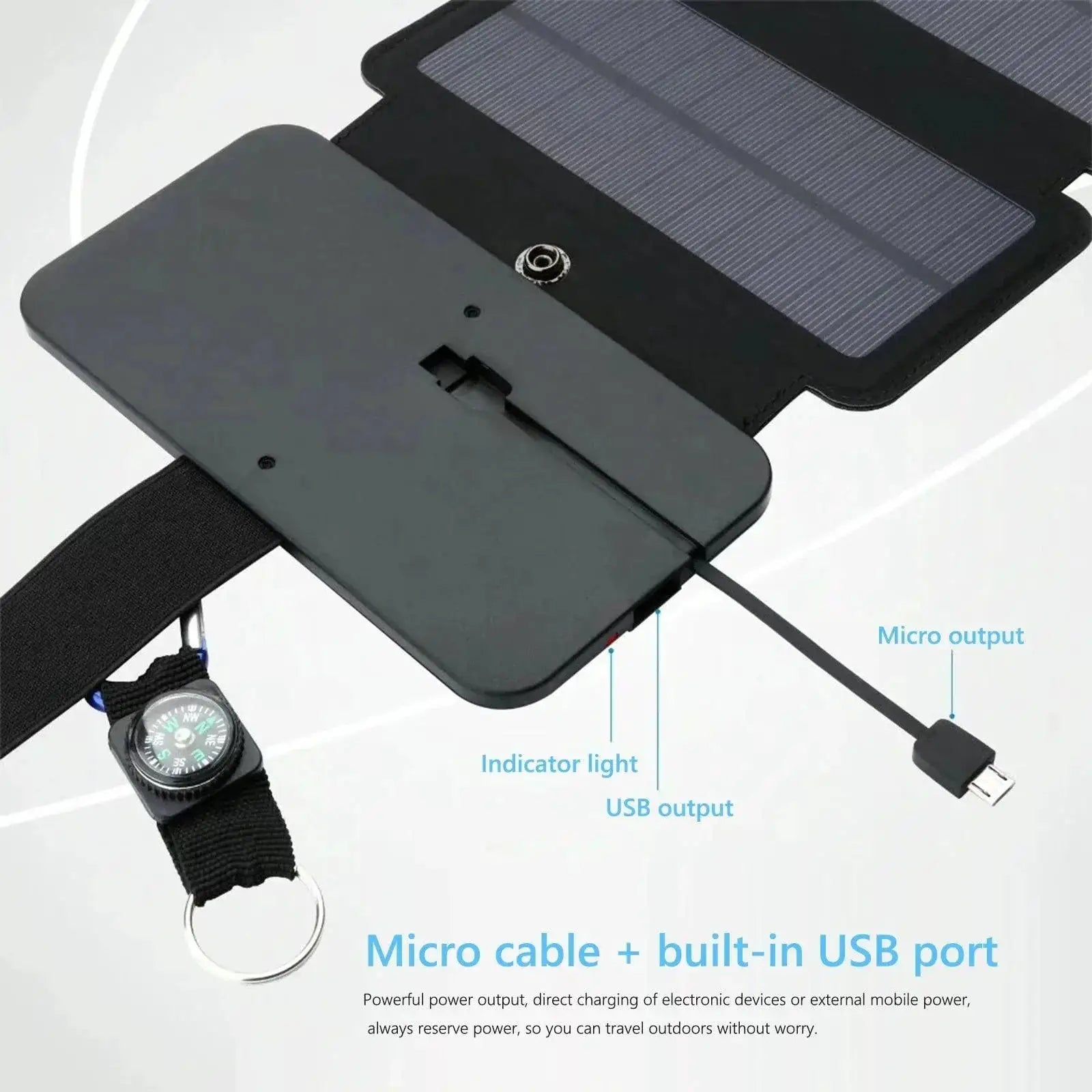 20W Foldable Solar Power Bank With USB Charger And Compass