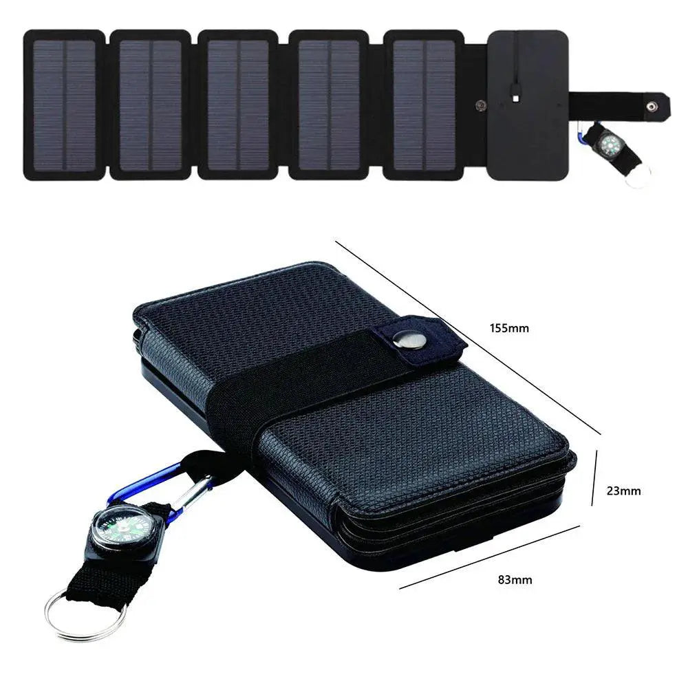 20W Foldable Solar Power Bank With USB Charger And Compass