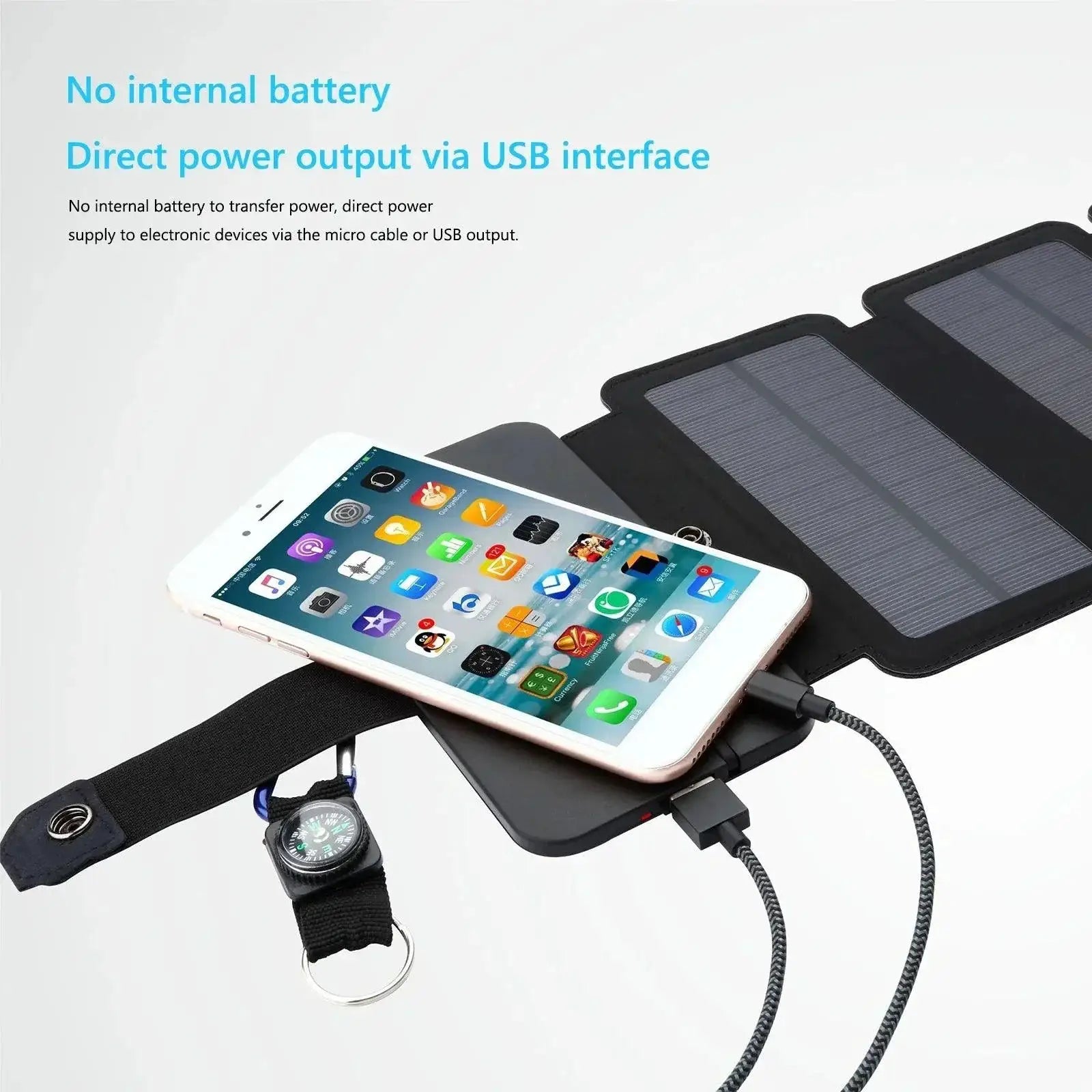 20W Foldable Solar Power Bank With USB Charger And Compass