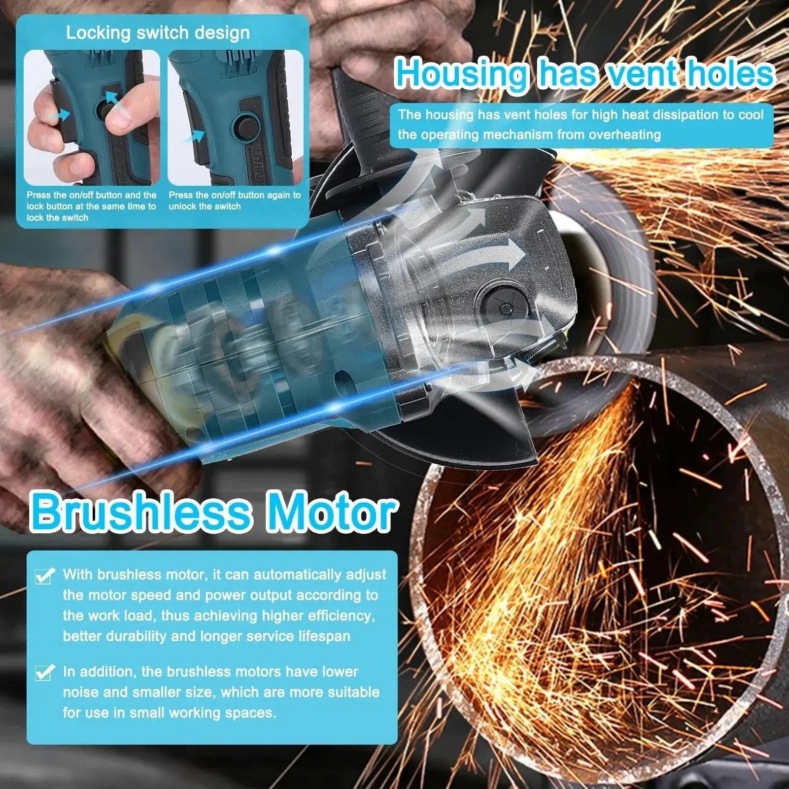 21V 125mm M14 Brushless Angle Grinder for Cutting Tasks