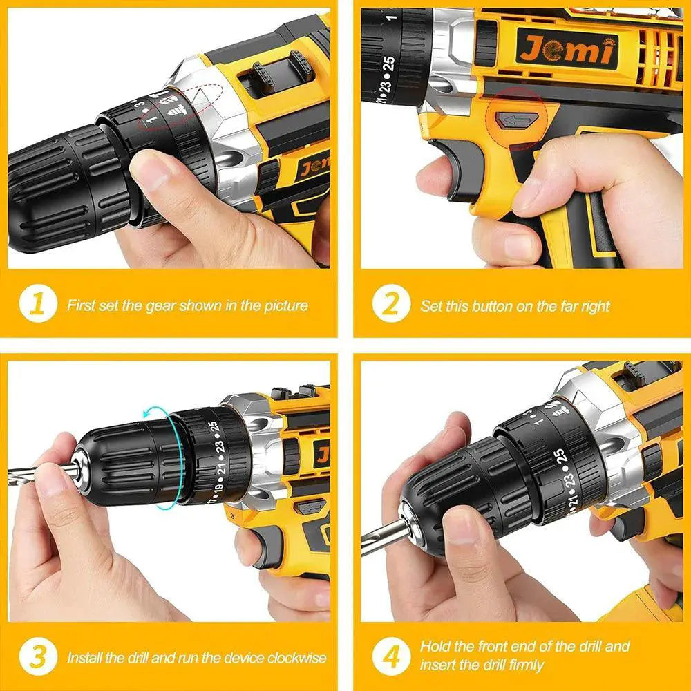 21V Cordless Drill Set With 23 Accessories For DIY Use