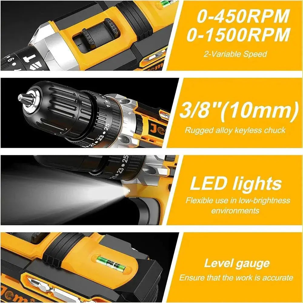 21V Cordless Drill Set With 23 Accessories For DIY Use