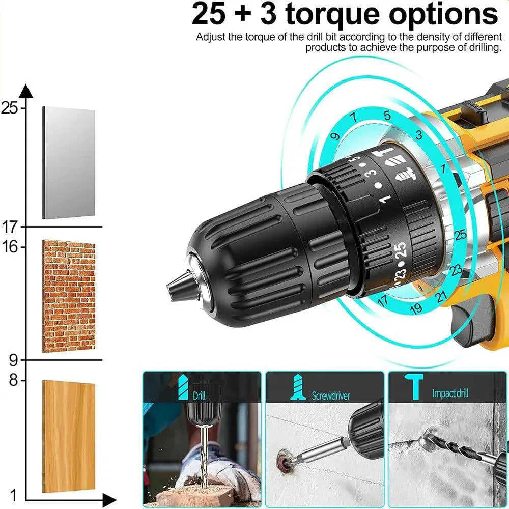 21V Cordless Drill Set With 23 Accessories For DIY Use
