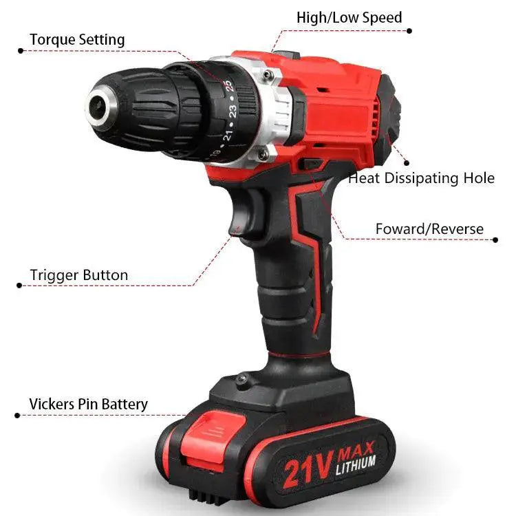 21V Cordless Screwdriver And Impact Drill Mini Tool Kit