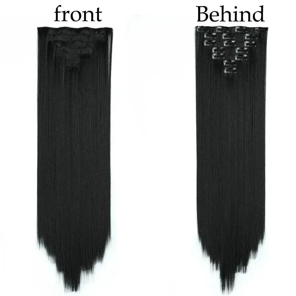 24 Inch Blonde Black Clip In Hair Extensions All Styles