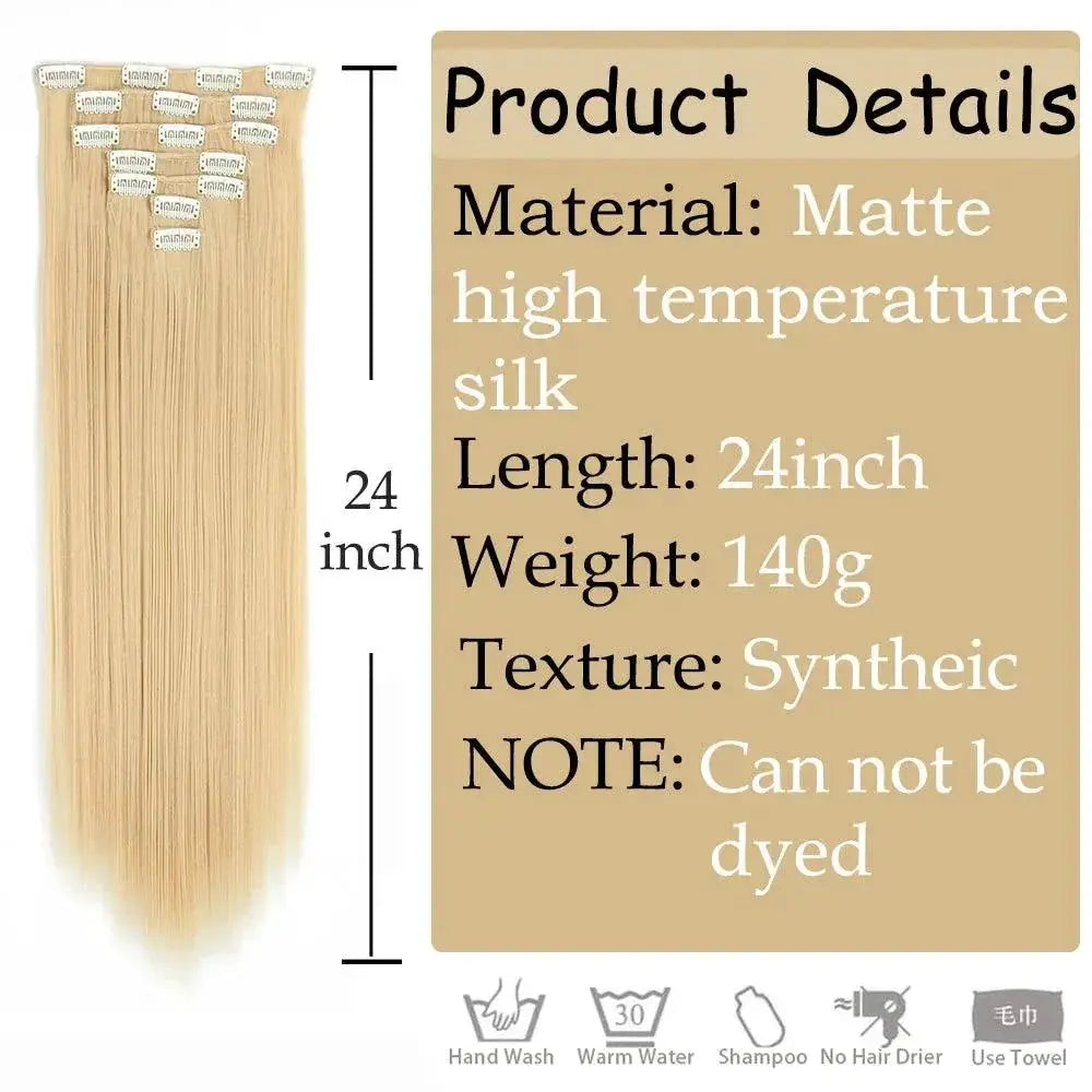 24 Inch Blonde Black Clip In Hair Extensions All Styles