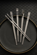 24cm Korean Chopsticks 316L Stainless Steel Laser Engraving Anti Skid