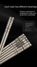 24cm Korean Chopsticks 316L Stainless Steel Laser Engraving Anti Skid